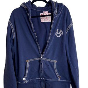 True Religion Men's Zip Up Hoodie Gently Worn Comfortable Size XL